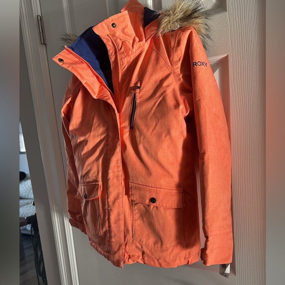 Roxy girl’s ski snowboard jacket insulated w fur trim